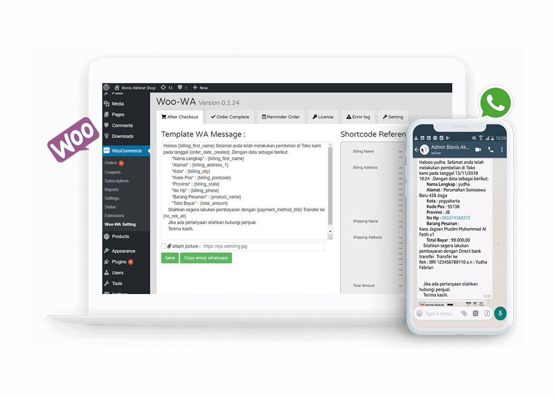 plugin notifikasi whatsapp untuk woocommerce