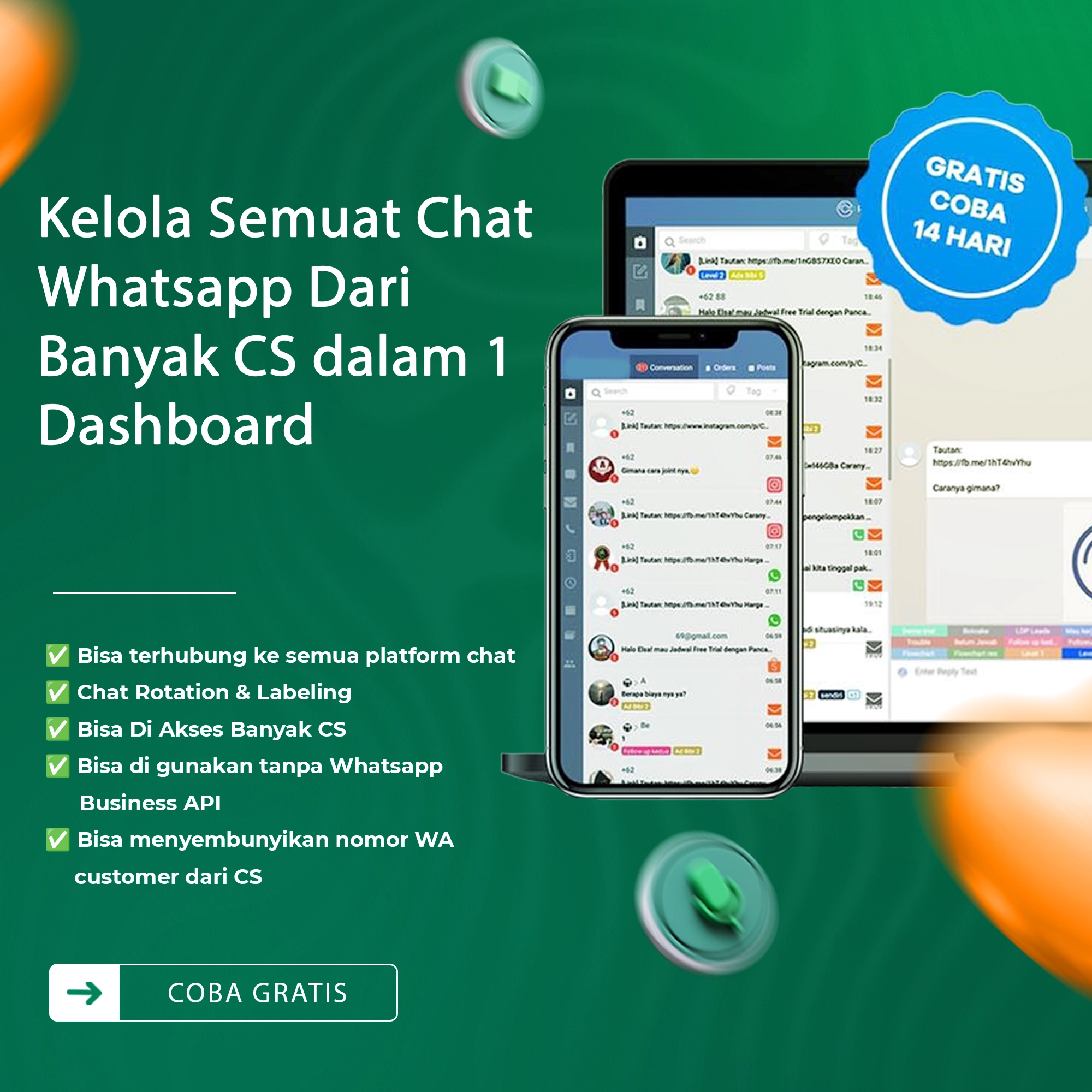 WHATSAPP CRM MULTI ADMIN ATAU AGENTS TANPA WHATSAPP API