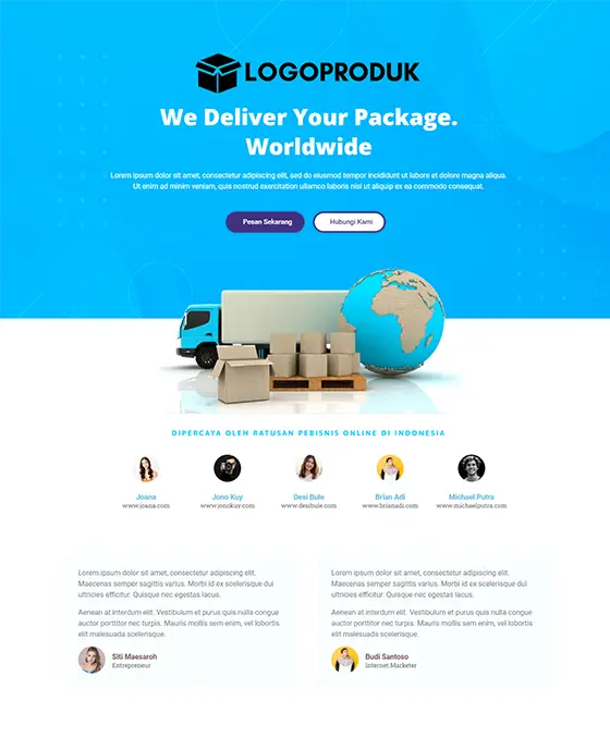 Template landing page expedisi